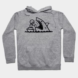 Stick Figure of a Shark in Black Ink Hoodie